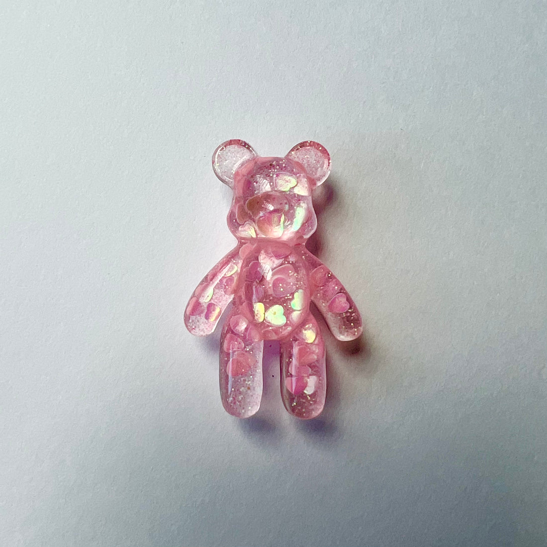 Pink Heart Glitter Bear Charm