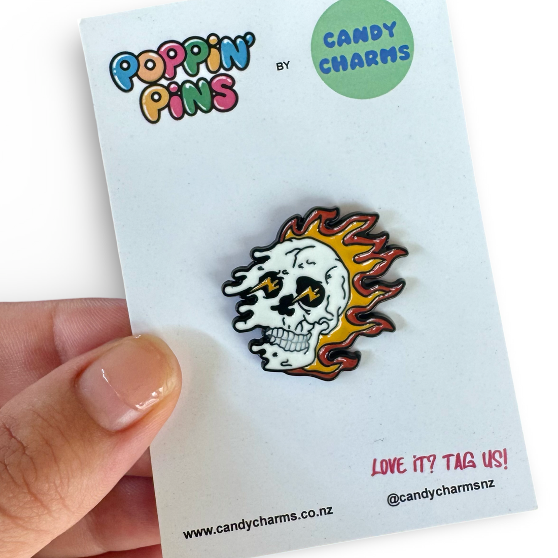 Flaming Skull Enamel Pin