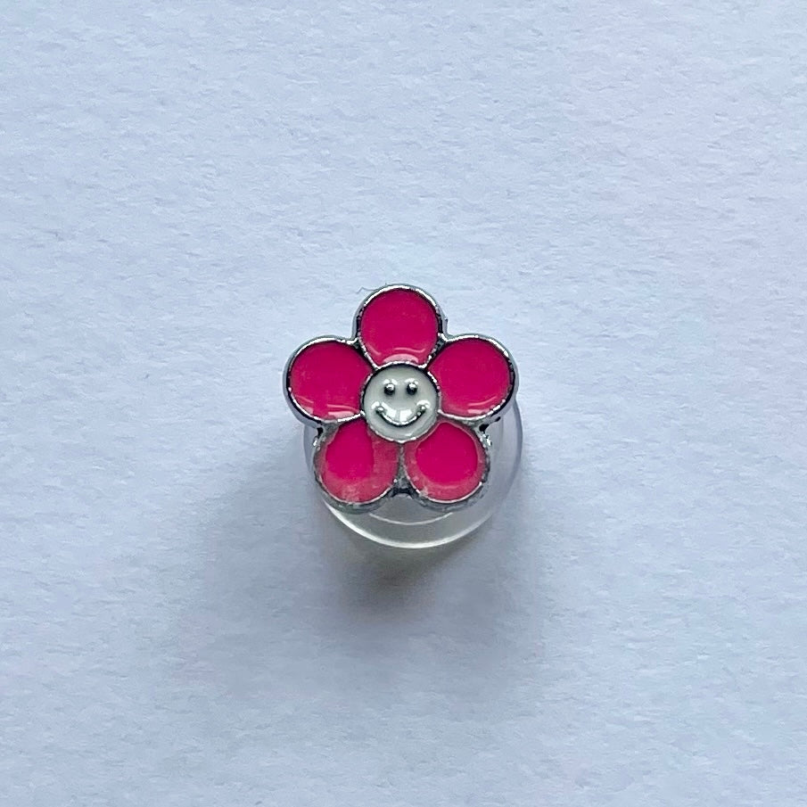 Pink Flower Metal Charm