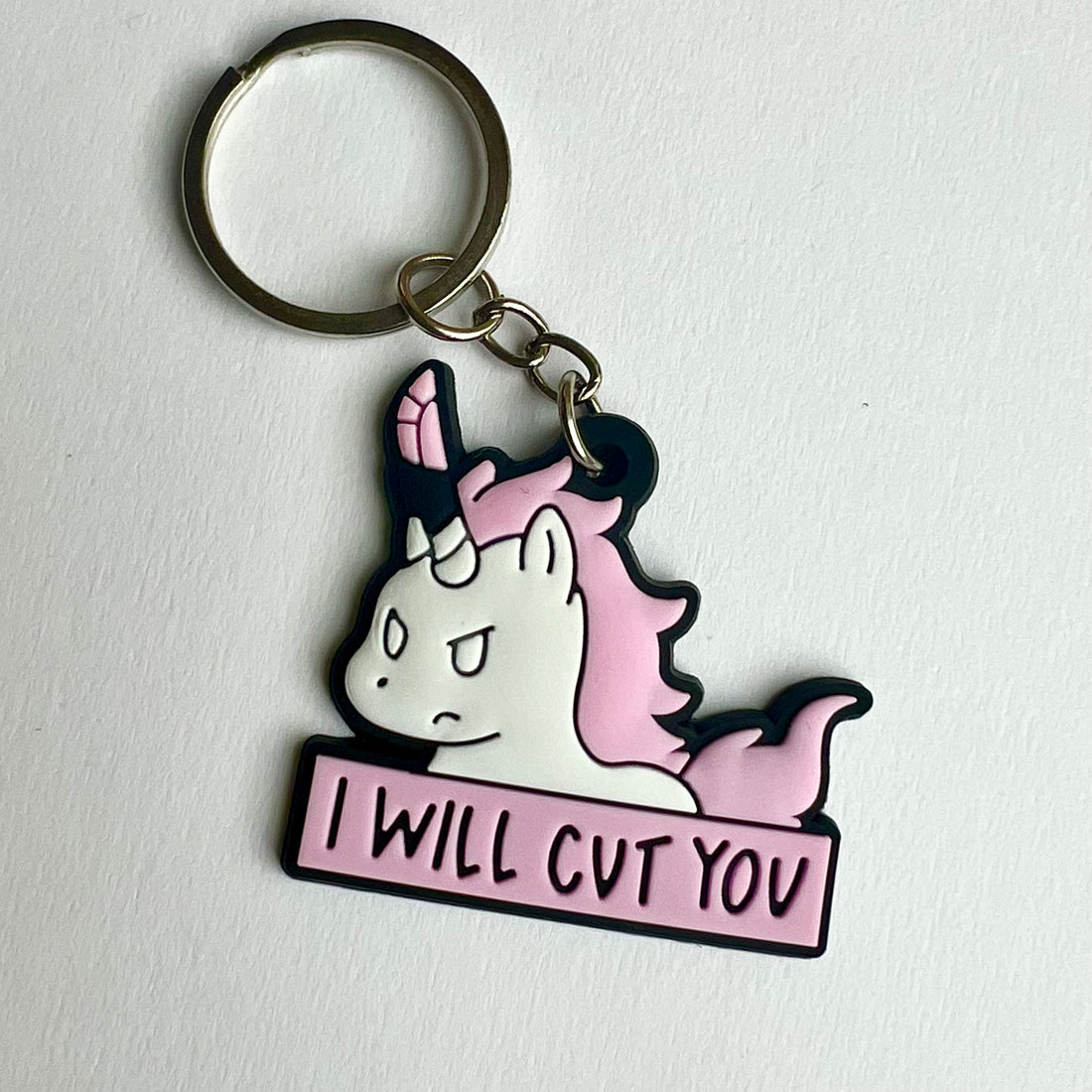 Evil Unicorn Keyring Charm
