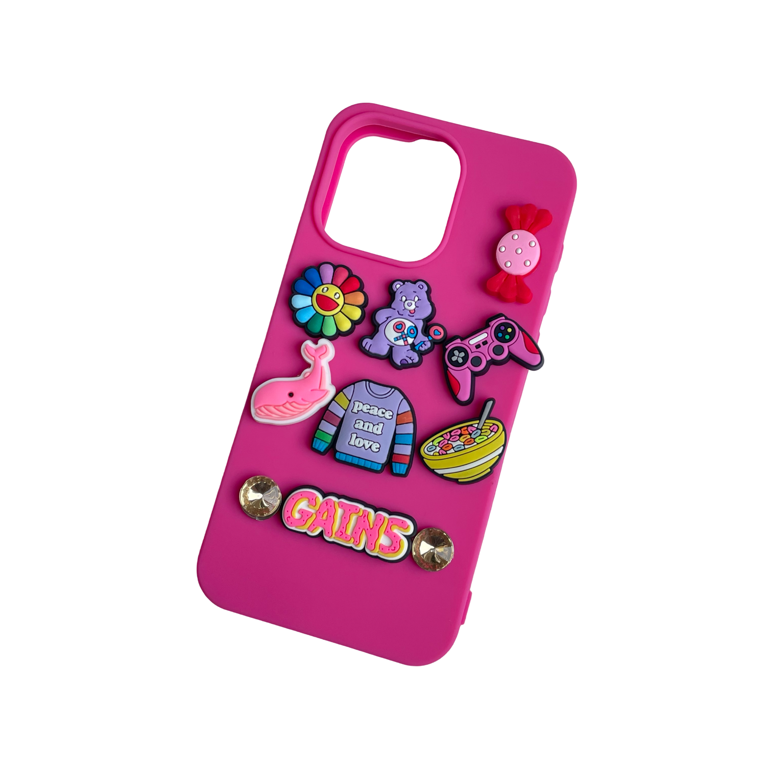 iPhone 14/15 Pro Max Charm Case - Pink