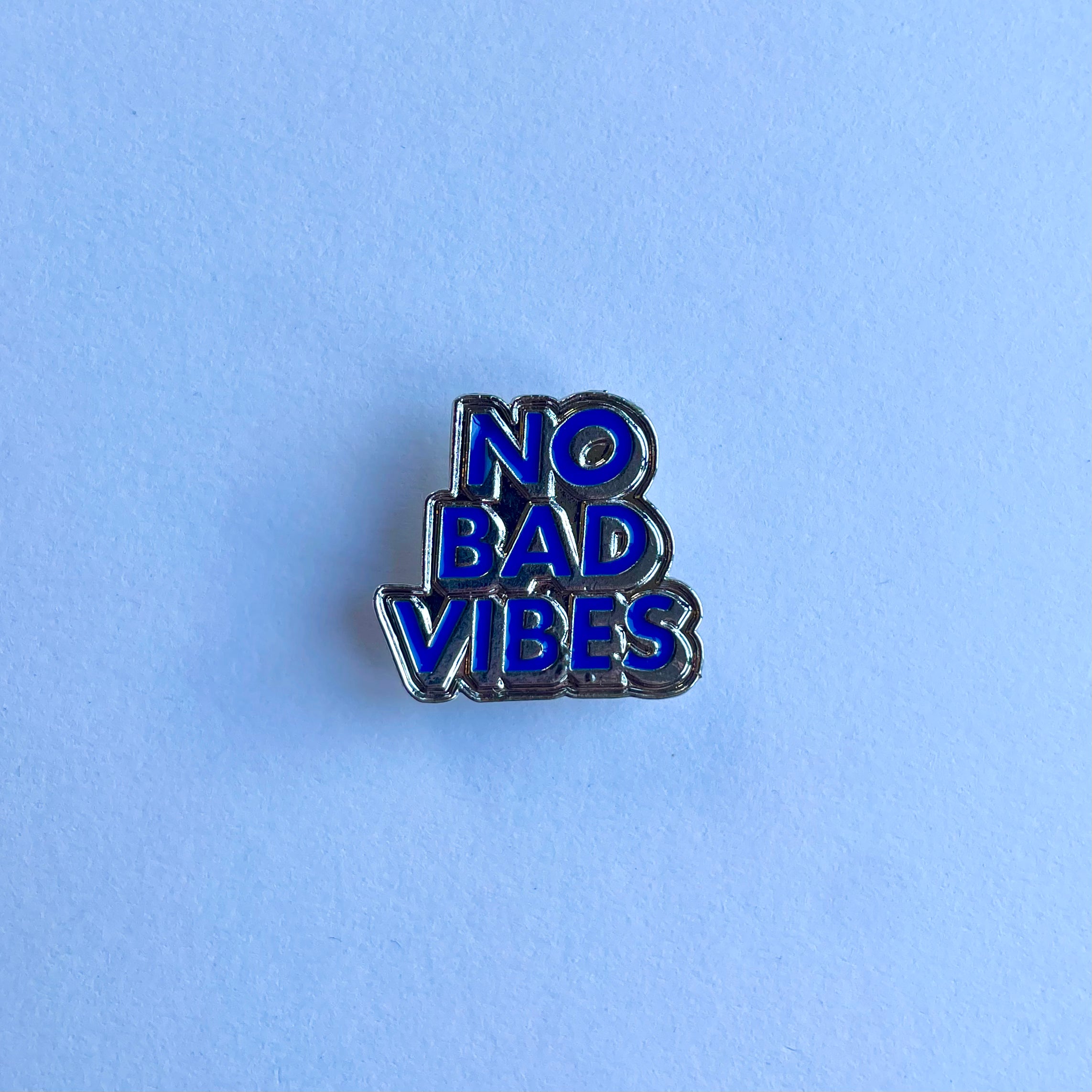 No Bad Vibes Blue Metal Charm