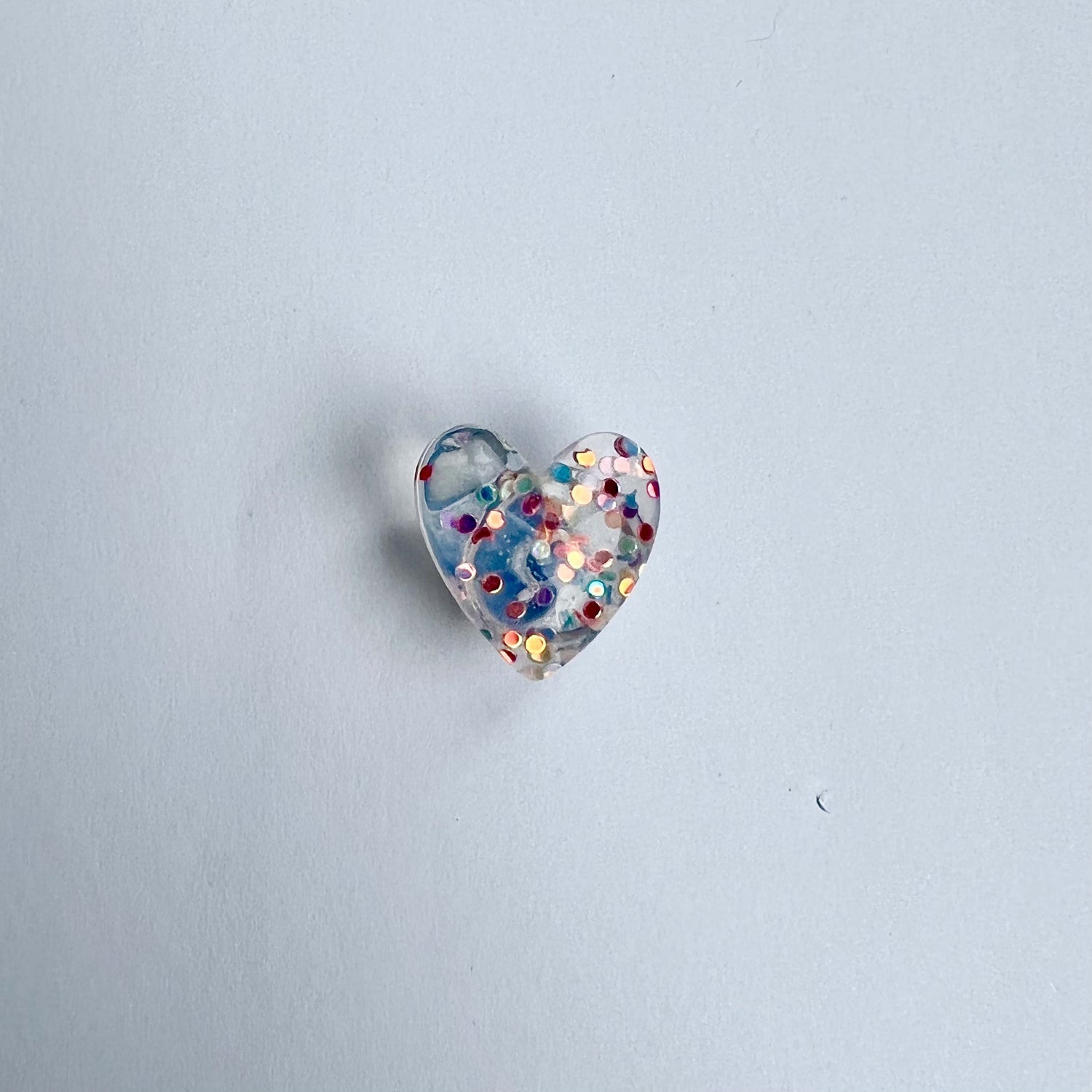 Clear Rainbow Glitter Heart Charm