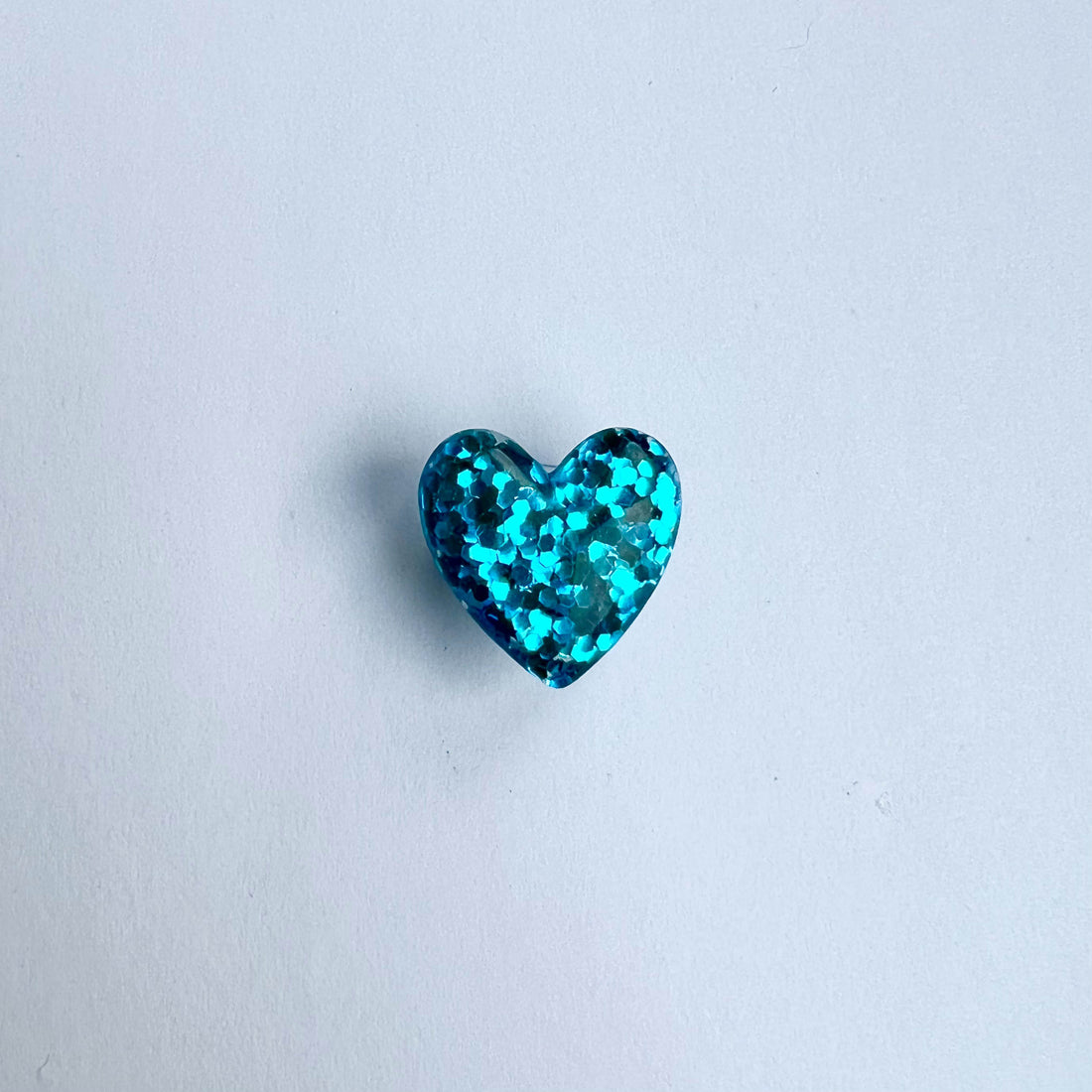 Blue Glitter Heart Charm