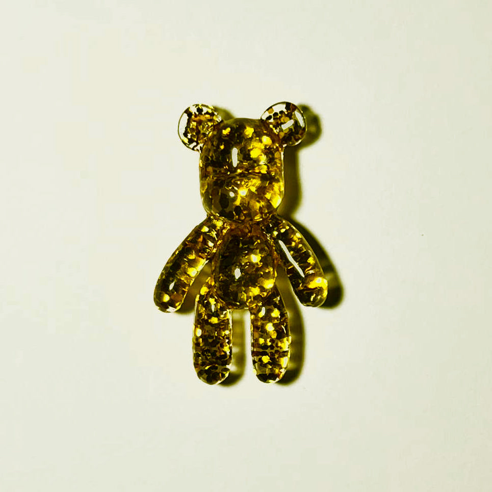 Gold Glitter Bear Charm